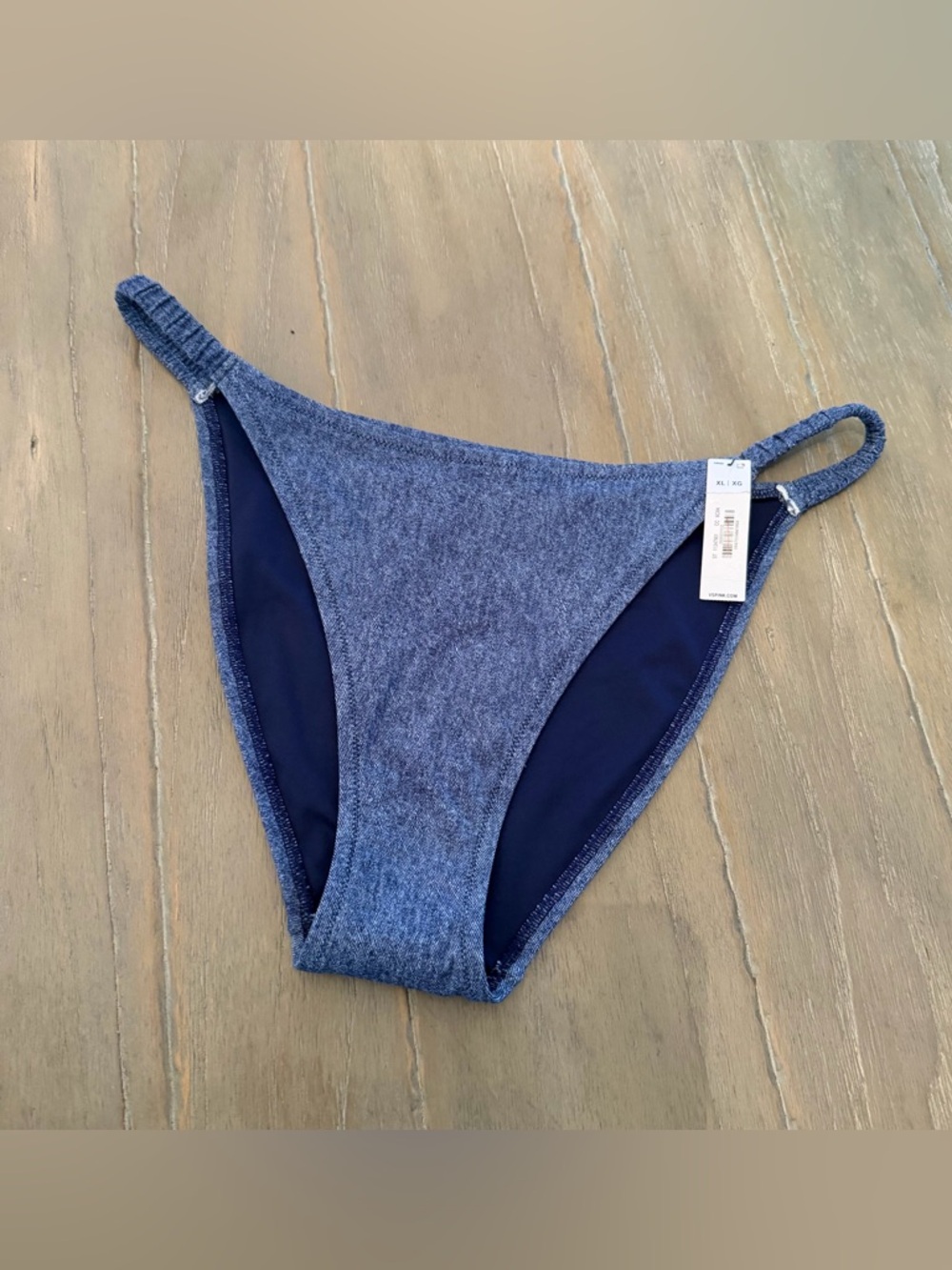 PINK Victoria's Secret Denim-Look Blue Bikini Bottoms